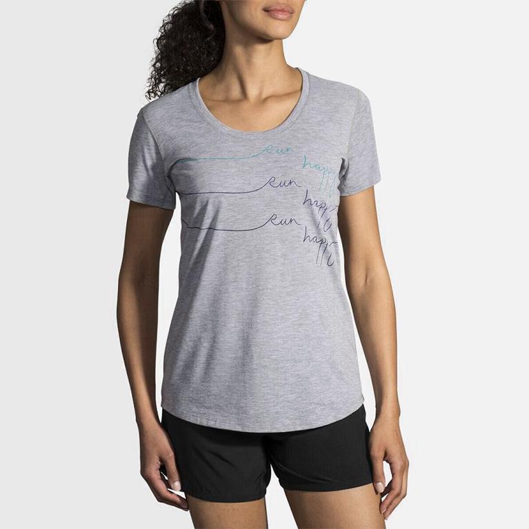 Regata De Corrida Brooks Distance Graphic Feminino Brasil - Cinzentas (50263EUXB)